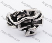 Stainless Steel Vines Iron Cross Ring KJR370204