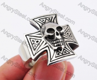 Stainless Steel Skull Iron Cross Ring KJR370207