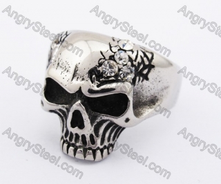 Stainless Steel Inlay Stone Skull Ring KJR370210