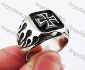 Stainless Steel Flames Iron Cross Ring KJR370215