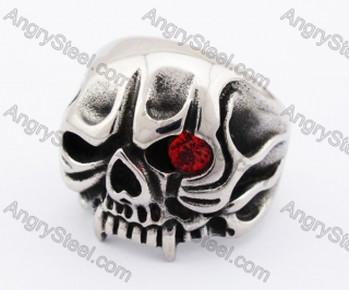 Stainless Steel Red Eyes Vampire Skull Ring KJR370216