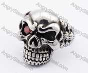 Stainless Steel Red Eyes Skull Ring KJR370217