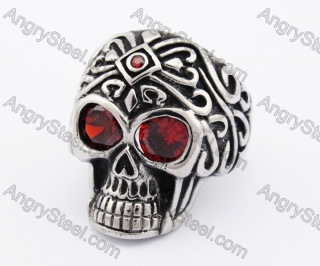 Stainless Steel Red Eyes Skull Ring KJR370222