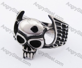 Stainless Steel Wings Skull Ring KJR370237