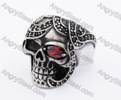 Stainless Steel Red Stone Eyes Skull Ring KJR370241