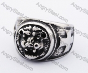 Stainless Steel Iron Cross Lion Ring KJR370245