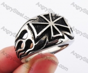 Stainless Steel Flames Iron Cross Ring KJR370253