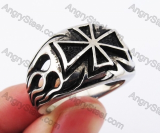 Stainless Steel Flames Iron Cross Ring KJR370253