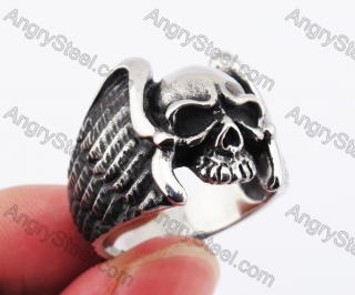 Stainless Steel Wings Skull Ring KJR370255