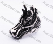 Stainless Steel Black Stone Eyes Dragon Ring KJR370257