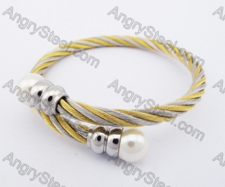 Half Gold Plating Stainless Steel Wire Bangle KJB450061