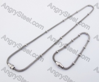 Steel Necklace & Bracelet Jewelry Set KJS450008