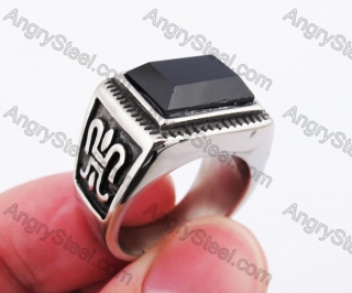 Stainless Steel Black Stone Ring KJR010235