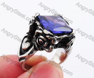 Stainless Steel Purple Stone Ring KJR010237