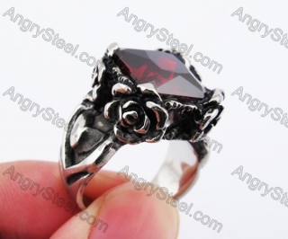 Stainless Steel Red Stone Ring KJR010238
