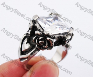 Stainless Steel Stone Ring KJR010239