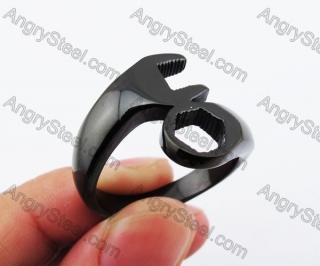 Black Stainless Steel Wrench Ring KJR330125