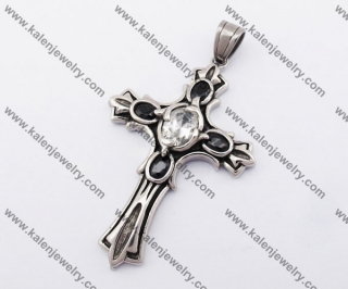 Stainless Steel Inlay Stone Cross Pendant KJP090441