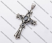 Stainless Steel Black Stones Cross Pendant KJP090442