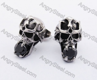 Stainless Steel Black Stone Punk Ear Stud KJE500001