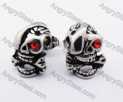 Stainless Steel Bitting Bones Skull Ear Stud KJE500002