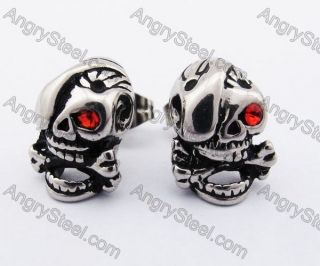 Stainless Steel Bitting Bones Skull Ear Stud KJE500002