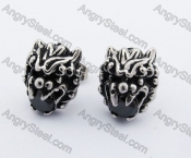 Stainless Steel Black Stone Ear Stud KJE500007