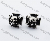 Stainless Steel Iron Cross Skull Ear Stud KJE500008