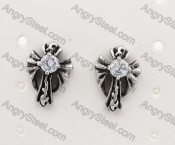 Vintage Stainless Steel Stone Cross Ear Stud KJE500009