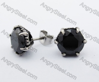 Stainless Steel Black Stone Ear Stud KJE500011