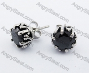 Stainless Steel Black Stone Ear Stud KJE500015