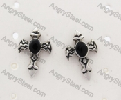 Stainless Steel Black Stone Ear Stud KJE500020