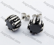 Stainless Steel Black Stone Ear Stud KJE500021