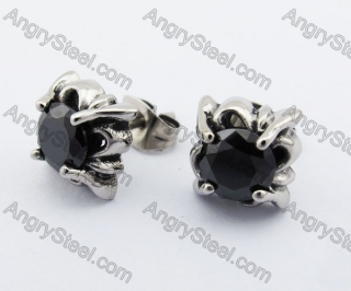 Stainless Steel Black Stone Ear Stud KJE500022