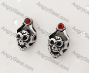 Stainless Steel Red Stone Skull Ear Stud KJE500025