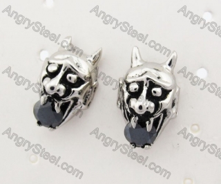 Stainless Steel Black Stone Punk Ear Stud KJE500029