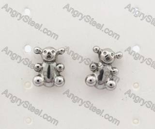 Stainless Steel Bear Ear Stud KJE500033