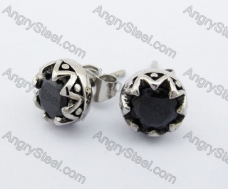 Stainless Steel Black Stone Ear Stud KJE500034