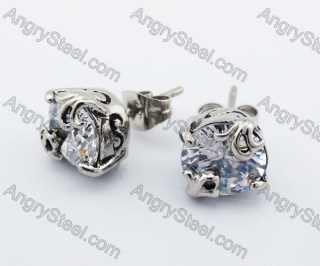 Stainless Steel Stone Fleur De Lis Ear Stud KJE500036