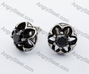 Stainless Steel Black Stone Ear Stud KJE500038