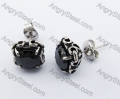 Stainless Steel Black Stone Ear Stud KJE500041