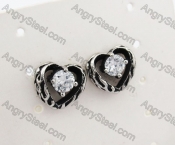 Stainless Steel Stone Heart Biker Ear Stud KJE500040