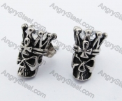 Stainless Steel Inlay Stone Skull King Ear Stud KJE500044