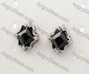 Stainless Steel Black Stone Ear Stud KJE500045