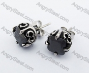 Stainless Steel Black Stone Ear Stud KJE500047