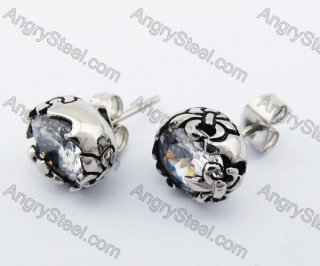 Stainless Steel Stone Fleur De Lis Ear Stud KJE500048