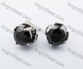 Stainless Steel Black Stone Ear Stud KJE500049