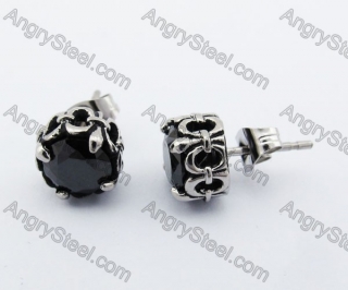 Stainless Steel Black Stone Ear Stud KJE500050