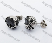 Stainless Steel Stone Fleur De Lis Ear Stud KJE500052