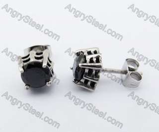 Stainless Steel Black Stone Ear Stud KJE500055